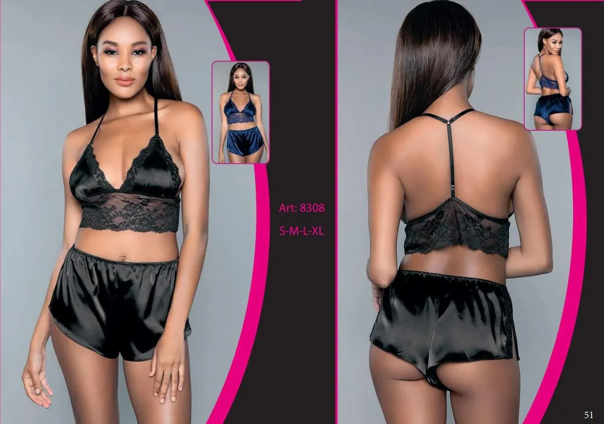 Saten Bralet Sütyen Şort Takımı For Dreams 8308
