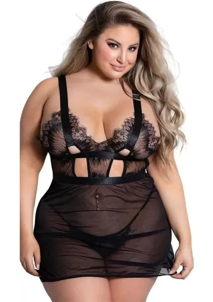 Büyük Beden Dantelli Gecelik Takım For Dreams 8302