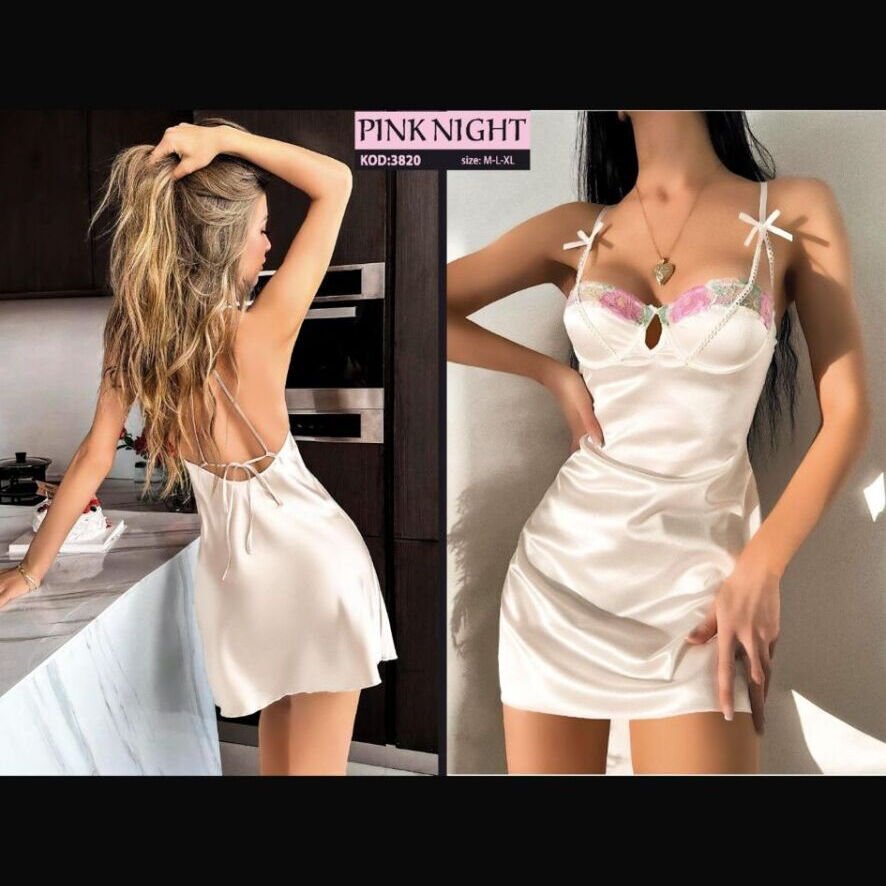 Pink Night 3820 Saten Gecelik