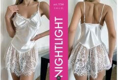 Nightlıght 3786 Beyaz Dantel Gecelik