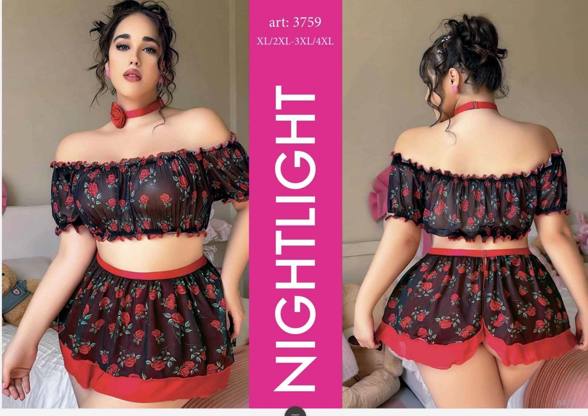 Nightlıght 3759 Büyük Beden Gecelik